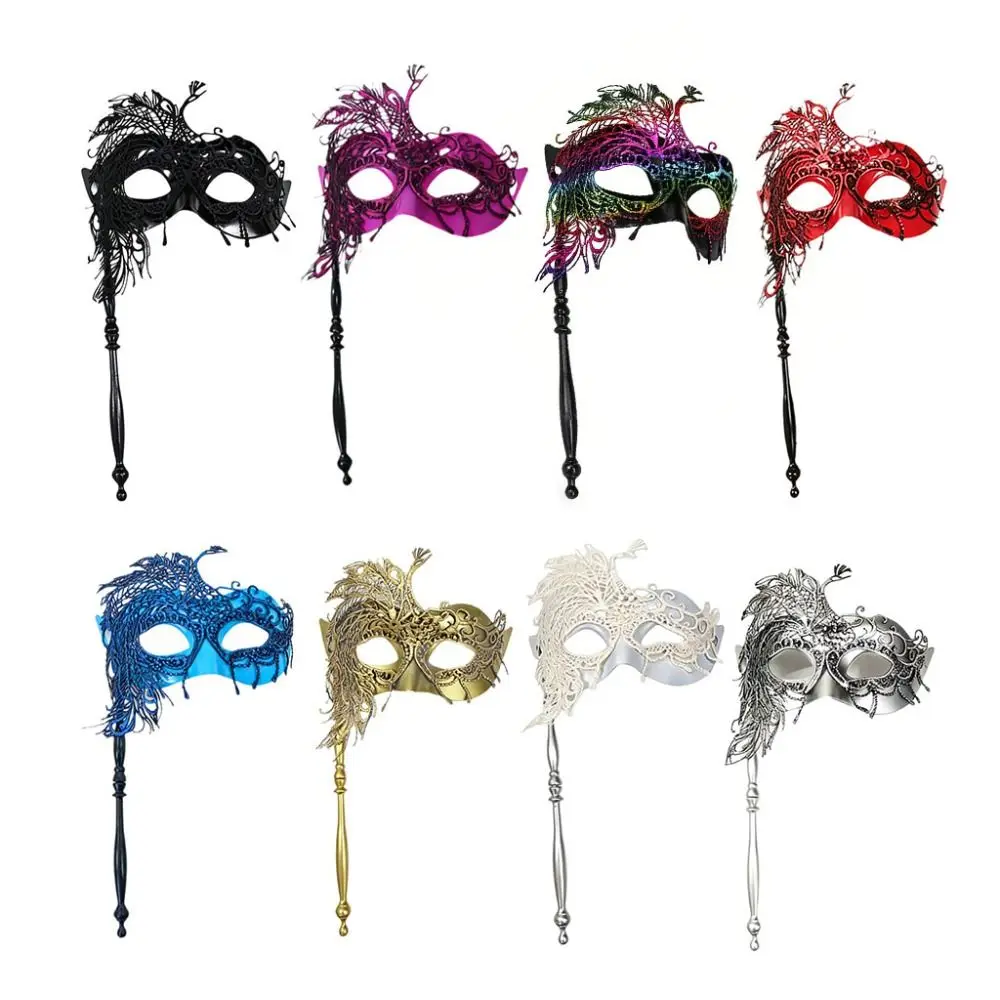 Half-face Handheld Masquerade Masks with Stick Masquerade Ball Props Mardi Gras Masks Costume Party Deecor Carnival Party