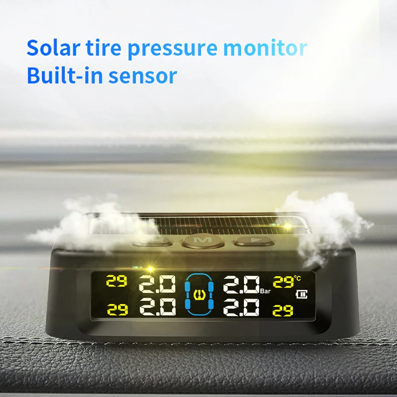 Digital Display Car TPMS Solar Tire Pressure Monitoring System Solar Auto car tire pressure temperature Security alarm system