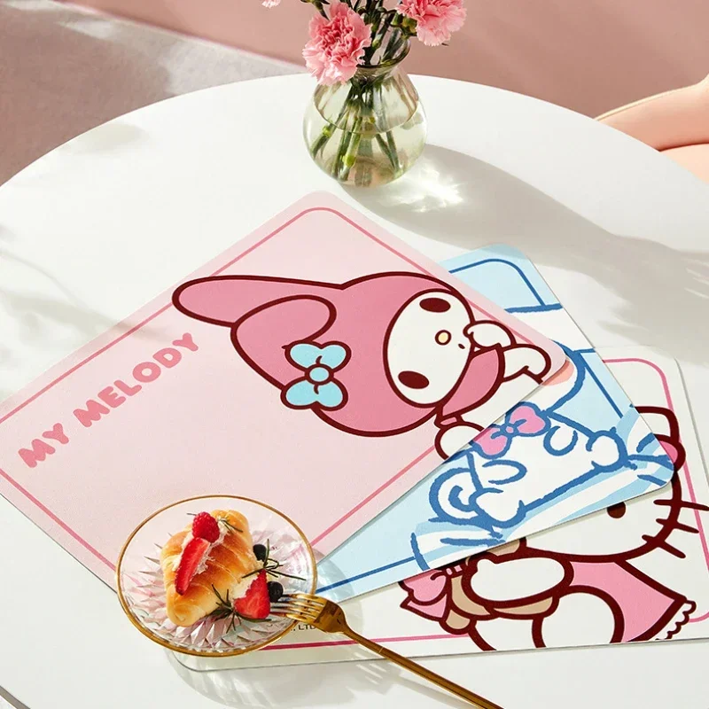 New Sanrio Kawaii Hello Kitty My Melody Cinnamoroll Children\'s Student Home Cartoon Dining Table Wash-free Insulated Placemat