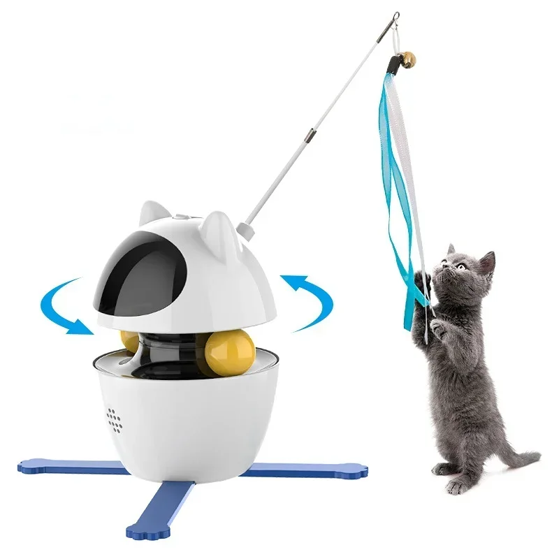 

Pet Cat Teaser Toy Electric LED Laser Smart Interactive Automatic Feather Teasing Stick USB Charging Funny Robot Ball Wand