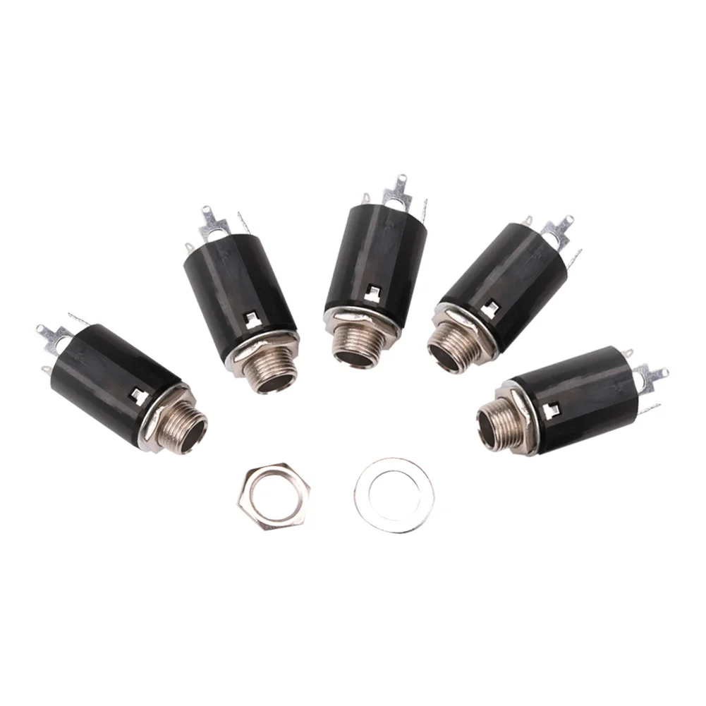 Guitar Stereo Output Plugs Solid 5pcs Guitar EQ Jack Socket 6.35mm Jack Stereo Pickup Female Output Socket Plug
