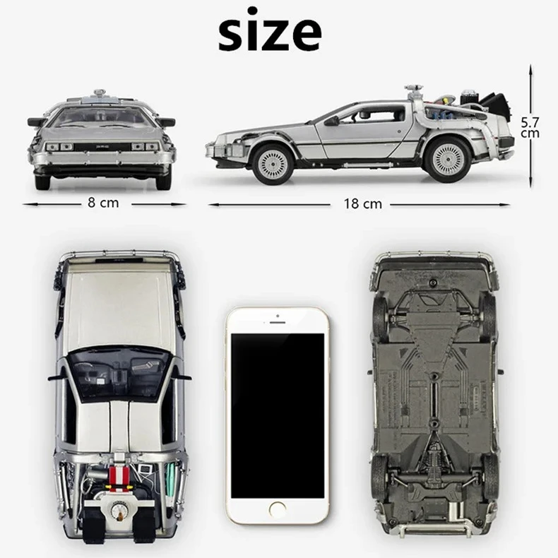 WELLY 1:24 Back To The Future Time Machine Diecast Alloy Model Car DMC-12 Delorean Toy Car Gift Collection Car Model
