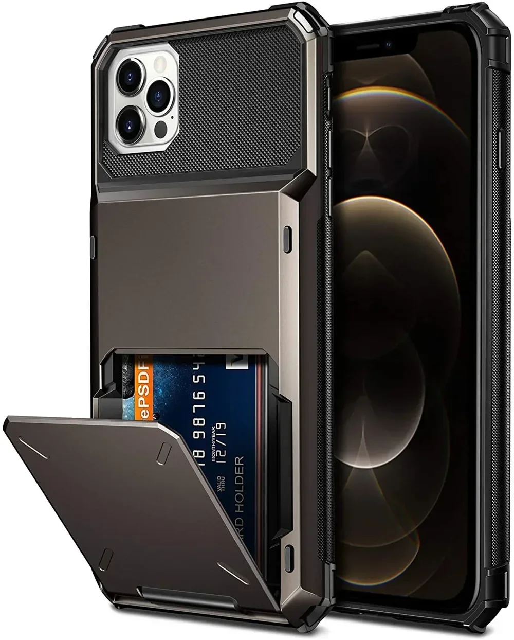 Brieftasche 4-Kartensteckplatz Kredit-Telefonhülle für iPhone 16 Pro Max 15 Plus 14 Pro 13 11 12 XR XS Max Kartenhalter Anti-Fall-Abdeckung Funda