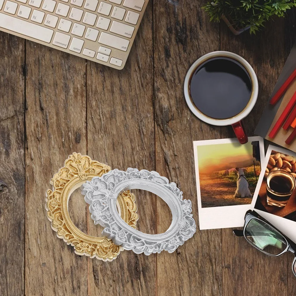 

8pcs Mini Resin Photo Frame Retro Style Small Picture Frames For Diy Crafts Phone Case Decor Compact Frame Jewelry Display