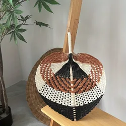 1pc Bamboo Woven Hand-woven Fan Summer Fan Literary Cooling Fan Creative Hand-cranked Fan Home Room Living Room Office Decor