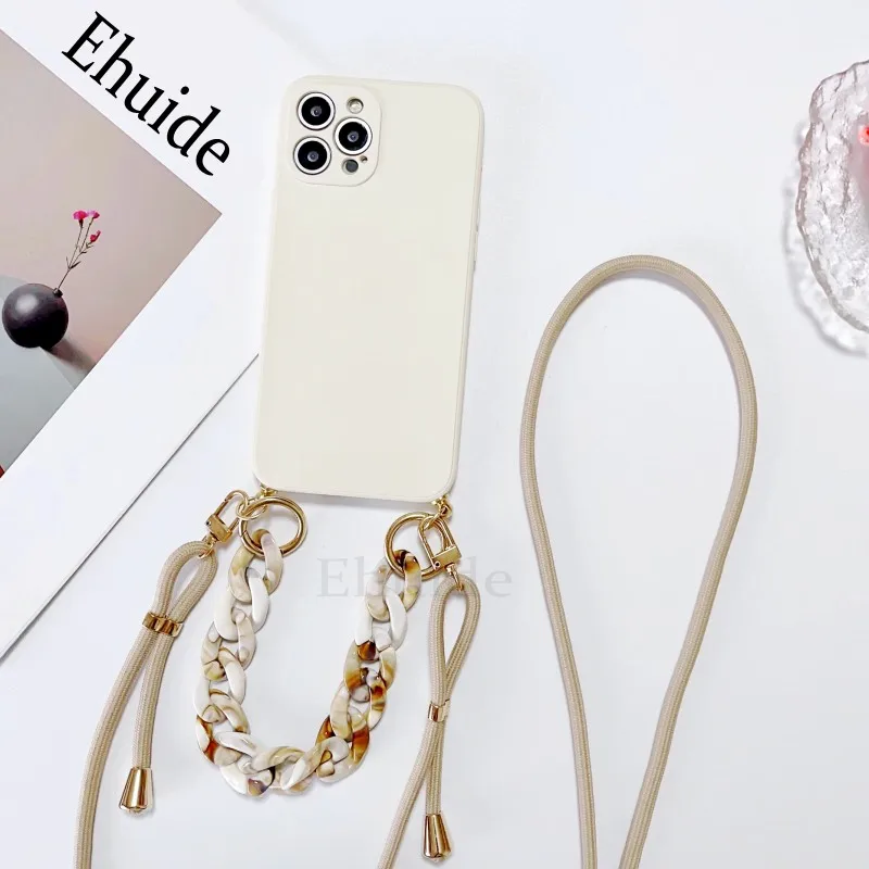 

Case For Xiaomi Redmi Note 12 11 10 10C 11S 12C POCO X5 Mi 12T 13T Pro Luxury Marble Chain Crossbody Silicon Strap Lanyard Cover