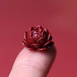 5A Natural Cinnabar Lotus Flower Genuine Vermilion Single Bead DIY Beads Jewelry Material