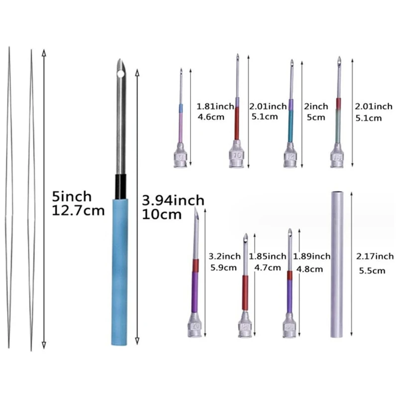 PWS Embroidery Punch Needle Set 8Pcs Stitching Punch Needles With 4 Color Threads Knitting Needles Art Handmade Sewing Tools