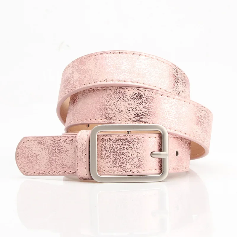 

Women Waist Belt Square Pin Buckle Jeans Belts for Women Pu Waistbands Pink Silver Jeans Decorative Belt