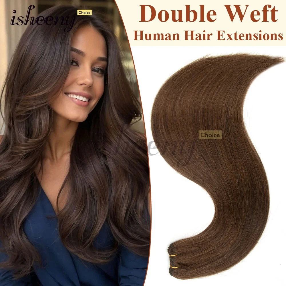 Highlight Real Human Hair Weft Natural Straight Machine Remy Double Weft Hair Bundles 50g/pack Sewing In Hair Weaves For Women