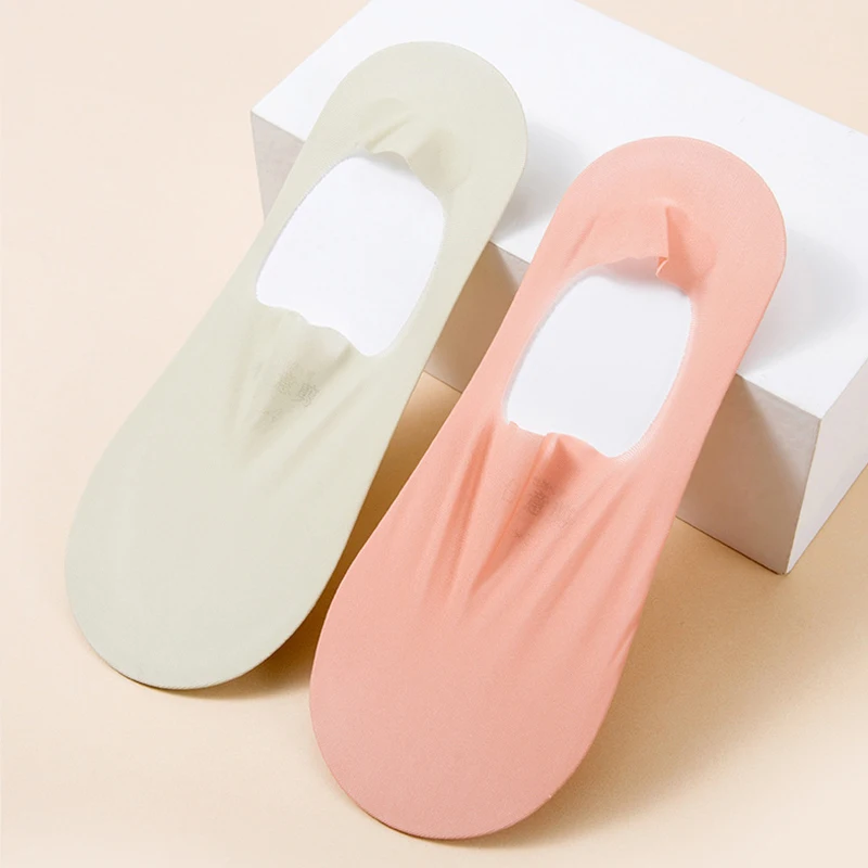 Silicone Anti Slip Invisible Socks for Women Summer Sexy Ultra Thin Breathable Sock Slippers Ice Silk Cotton Bottom Boat Socks