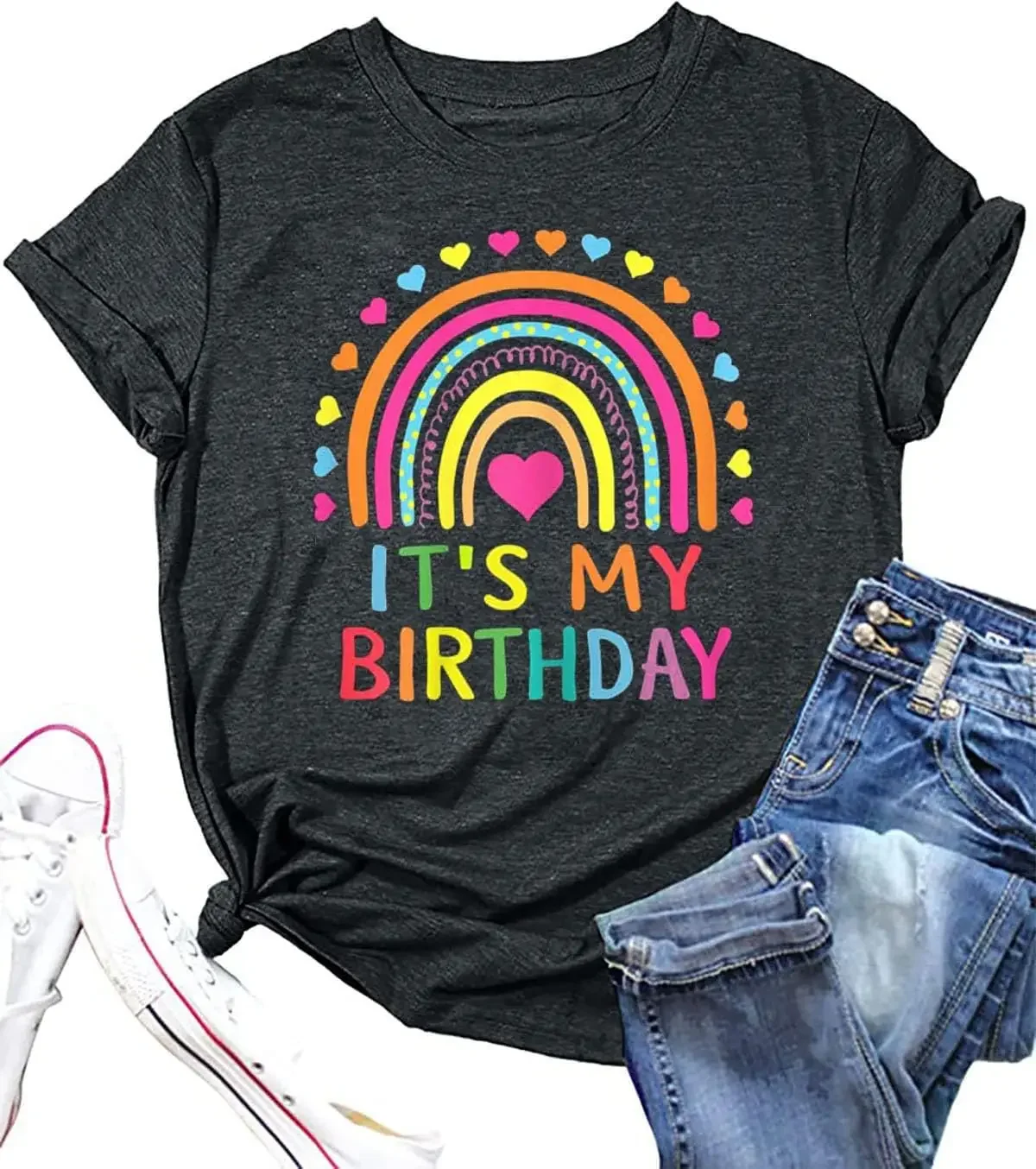 

Causal Cute Birthday Party Gift Short Sleeve Tops Tee ASAMIHANSTAR Women Birthday Shirt Its My Birthday Letter Print T-Shirt