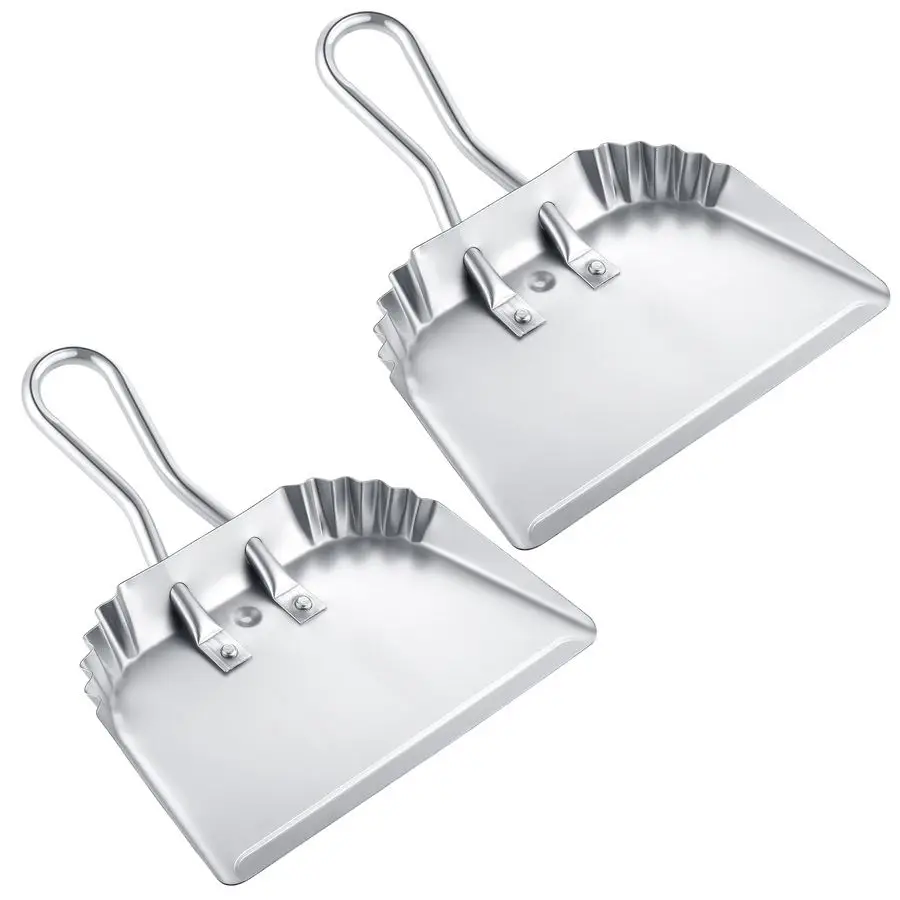 

4 Pack 12 inch Heavy Duty Metal Dustpan Large Wide Dust Pans for Household Handheld Wide Scooper and Debris Cleaning Tool Ideal