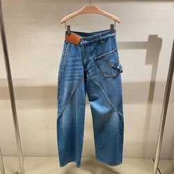 Jeans solto e confortável para mulheres, calças femininas da moda, novo, 2024