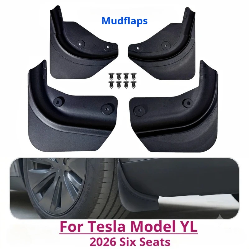 For Tesla Model YL 2026 Six Seats Mudflaps Splash Guards Wheel Fender Set Stone Chip Debris Anti‑Splash Protector Accessories