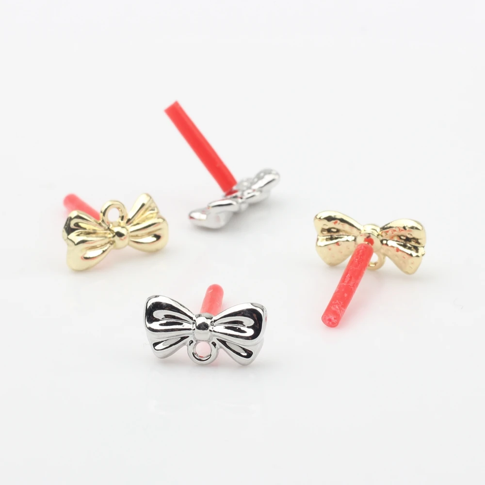 Zinc Alloy Bow Earring Base Matte  Earrings Connector 10pcs/lot For DIY Earrings Accessories