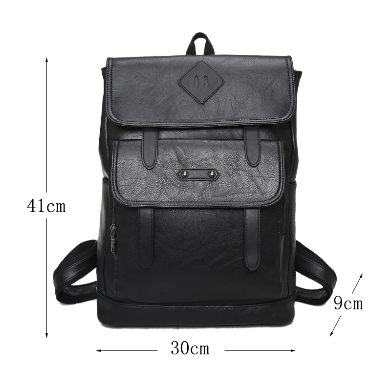 Vintage Leather Women Men Backpack Large Capacity Laptop Bag Casual Student School bag For Boys Luxury Male Travel Shoulder Bag