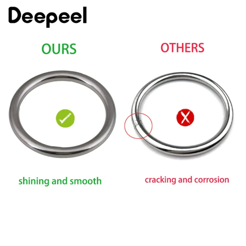 

10Pcs 15-100mm Seamless Stainless Steel Buckles Bag Strap Keychain O Ring Garment Belt Shoes Connector Leather Crafts Supplies