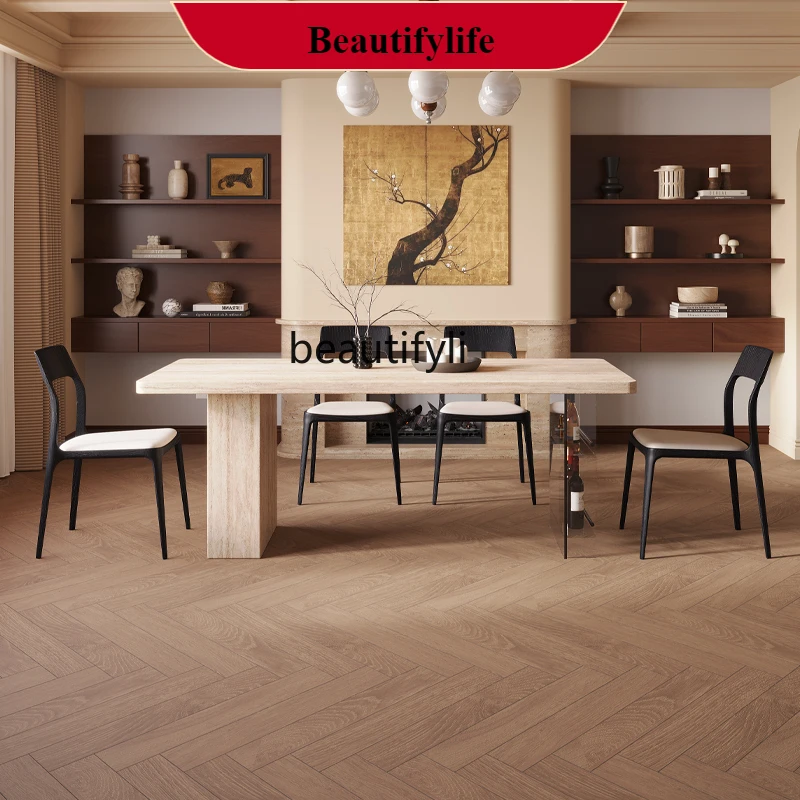 

Dining table acrylic French retro wabi sand wind rock board table household storage dining table G1218