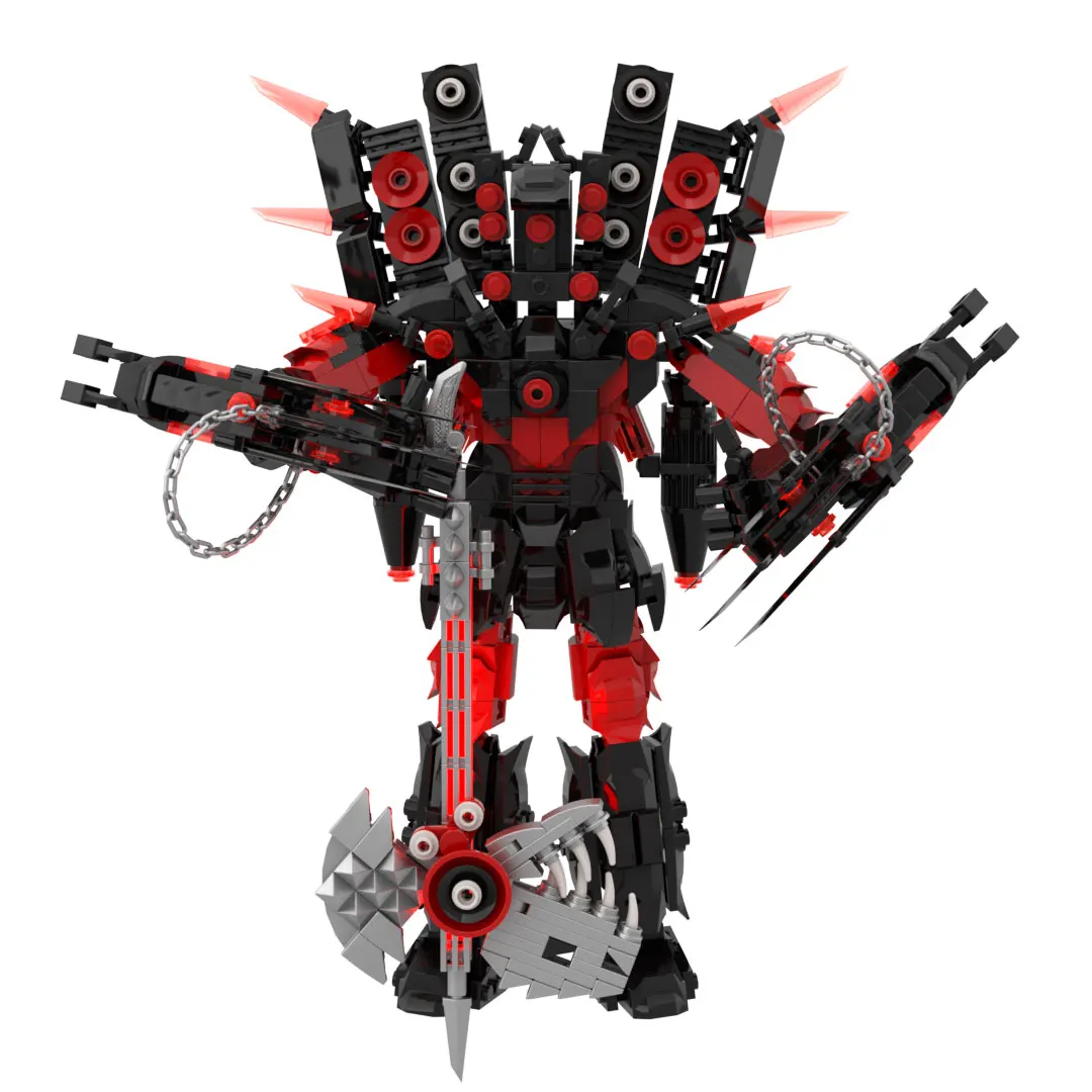 Nowy Zestaw Klocków Titan Guitor Speaker Man Kreatywna Toaleta Skibidi z Siekierą DIY Zabawka z Klocków dla Chłopców Prezent na Boże Narodzenie