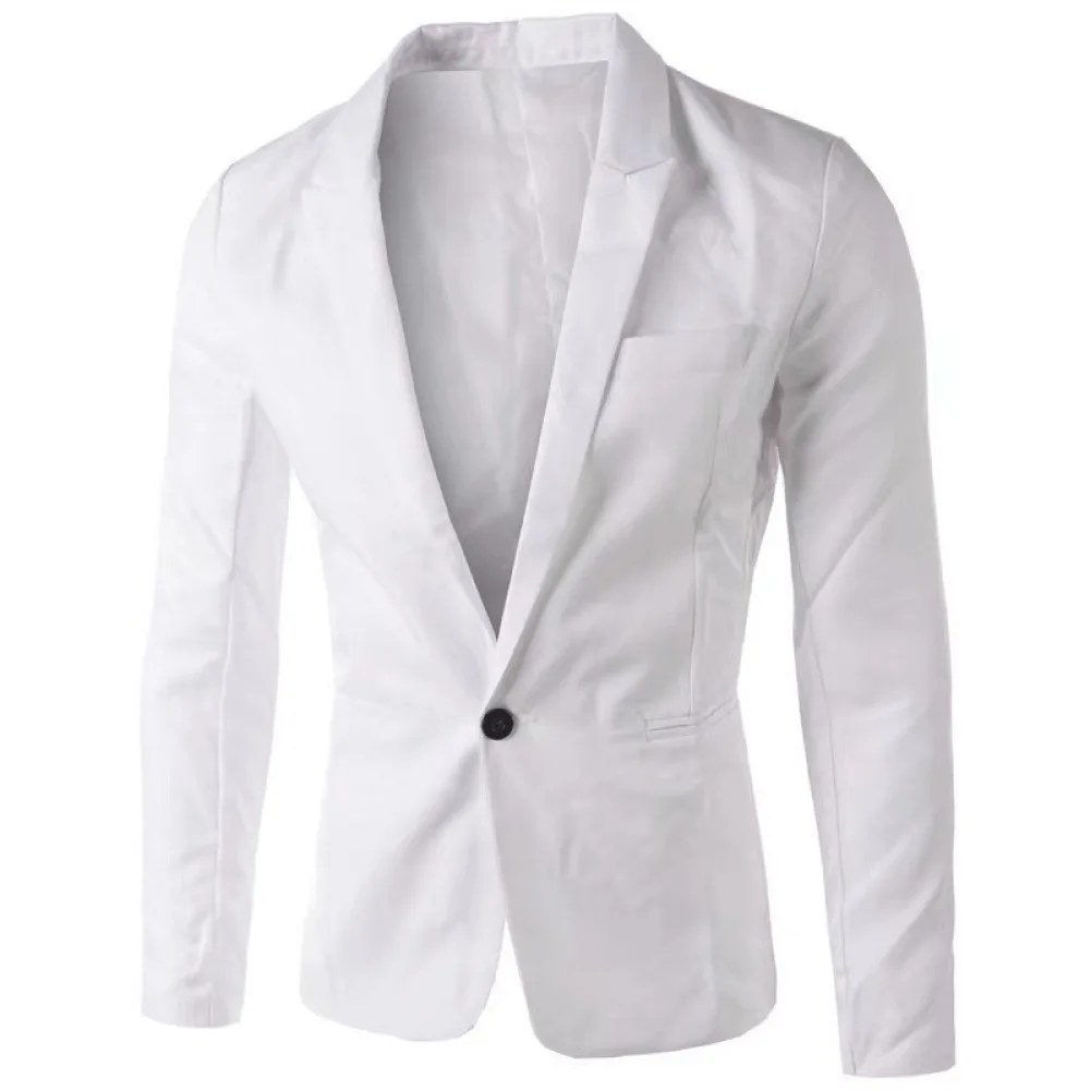 Mens Business Casual Blazer Slim Fit Single Button Suit Jacket Korean Minimalist Style Wrinkle Proof Lightweight Outwear