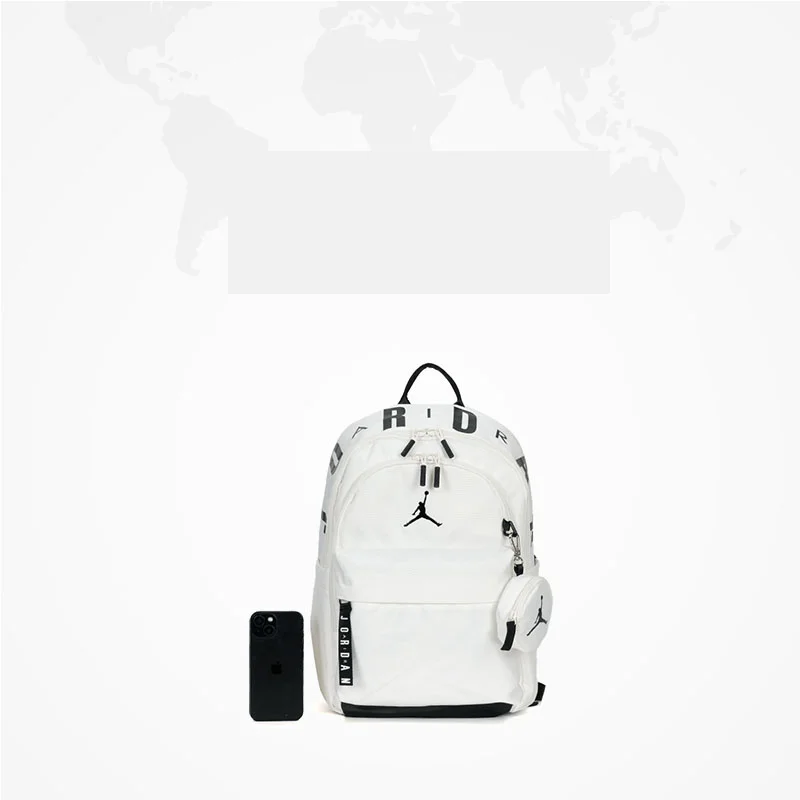 Afbeelding 6: Jordan Medium Rugzak JD2513158AD‑003 Wit Zwart Grote Capaciteit Schooltas Met Kleine Tas Casual Reisrugzak