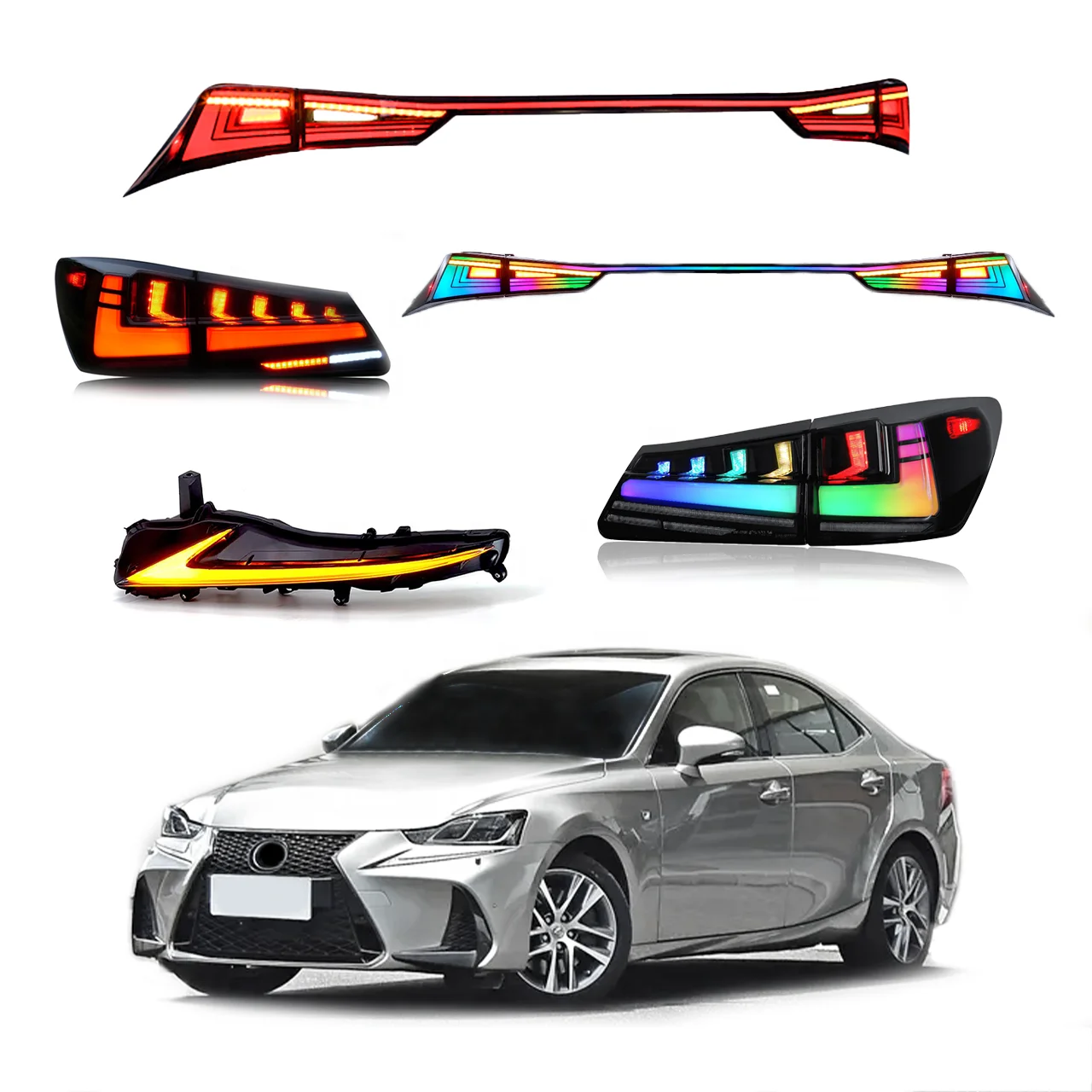 

DK Motion RGB задний фонарь для Lexus IS250 IS350 IS300 IS с обновлением динамической анимации, полностью светодиодные задние фонари багажника