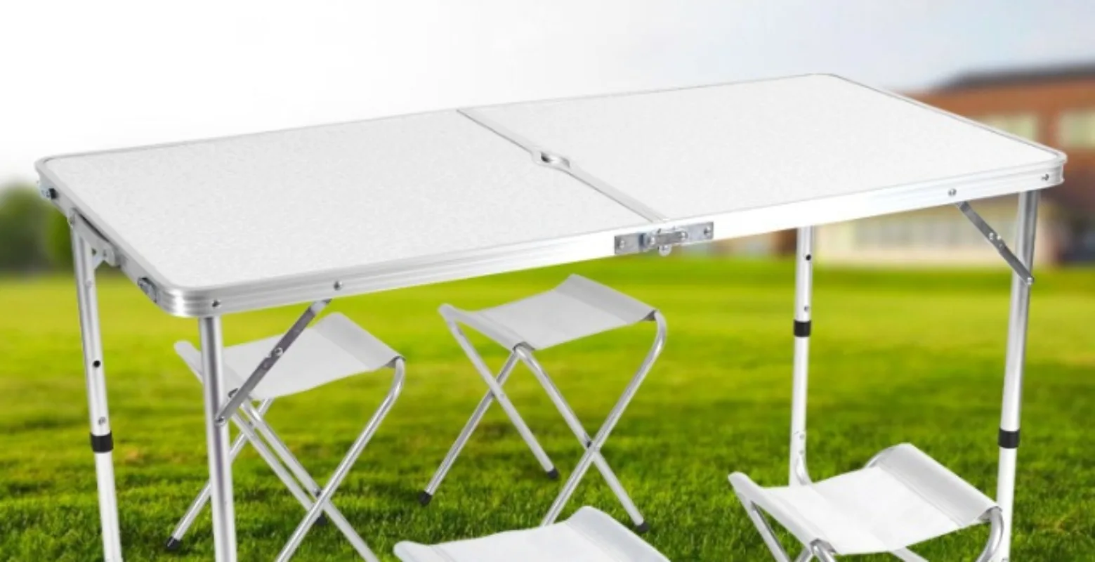 

Портативный складной стол, алюминиевый походный стол на одной опоре для барбекю и пикника, многофункциональный уличный обеденный стол