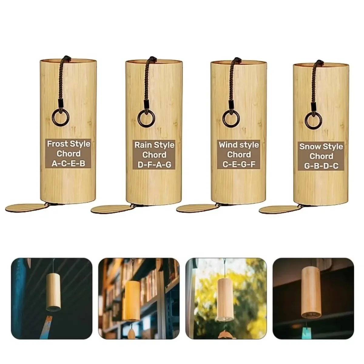 Bamboo Wooden Wind Chimes Windchime for Outdoor Garden Patio Home Decoration Meditation Relaxation Chord Snow/Rain/wind/Frost