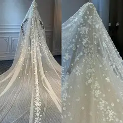 Bridal Veils Appliques Wedding Veil 3D Flowers Sequined Cathedral Length Elegant Beaded Lace Bride Accessories Wraps
