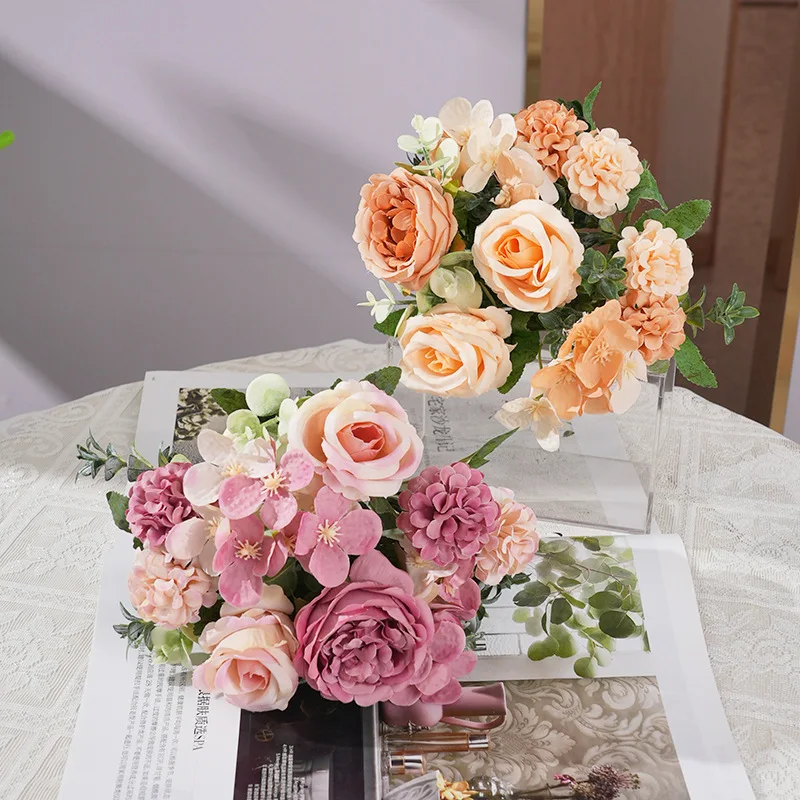 Peony Hydrangea Rose Artificial Flower Wedding Home Furnishings Table Decoration Photography Photography Fake Flower Manufact...