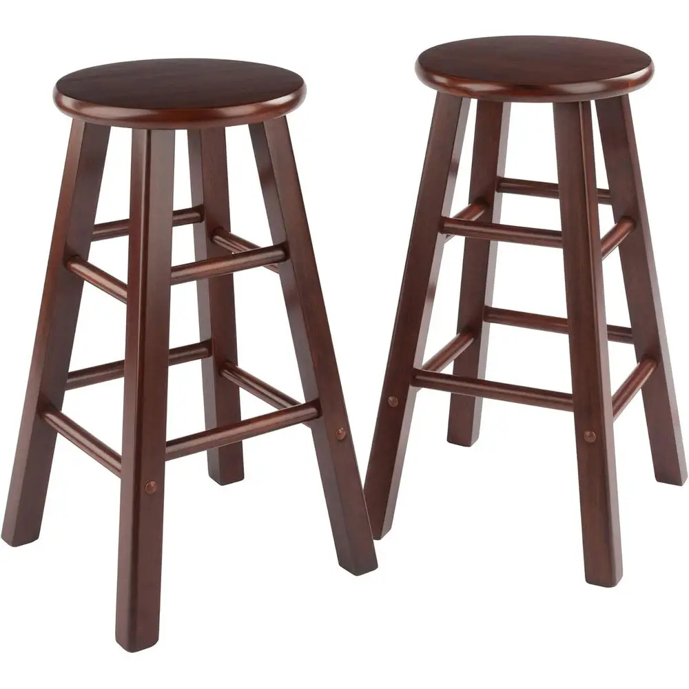 

Walnut 2-Piece Counter Stool Set, 24 High, Classic Back, Suitable for Bar or Kitchen Dining