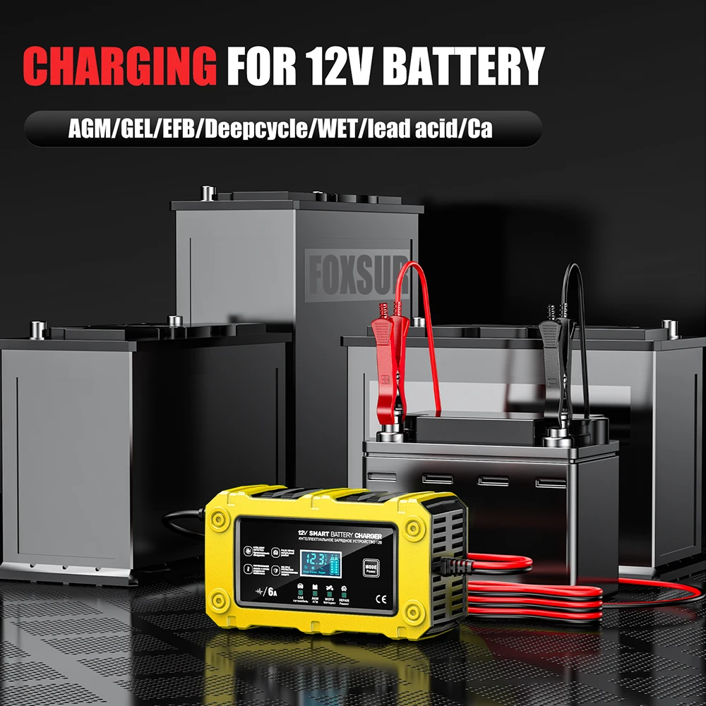 12V Motorcycle Battery Chargers Intelligent Tester Boat Automotive Battery Chargers Car Digital Device RV Storage Cell Maintance
