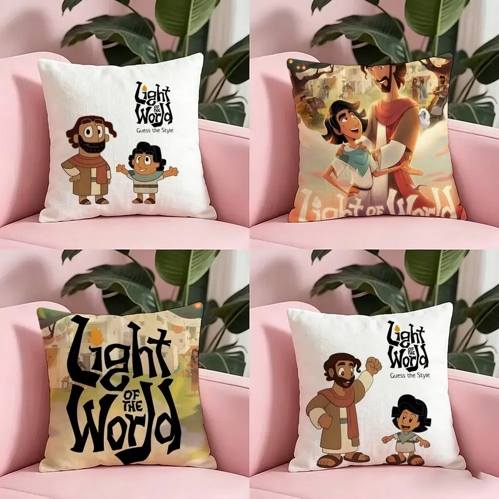 Anime L-Light of the W-World Cushion Cover Anti-dustmite Pillowcase Invisible zipper silky short plush Sofa cushion cover