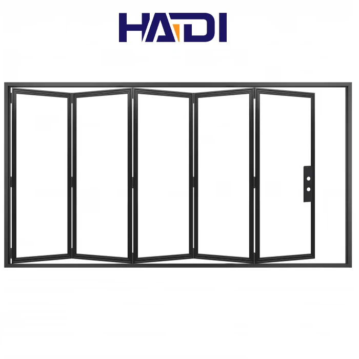 Custom Modern Aluminum Folding Door With Double Glazing & Insect Screen For Patio & Garden Exterior Use Foldable Opening For Mal