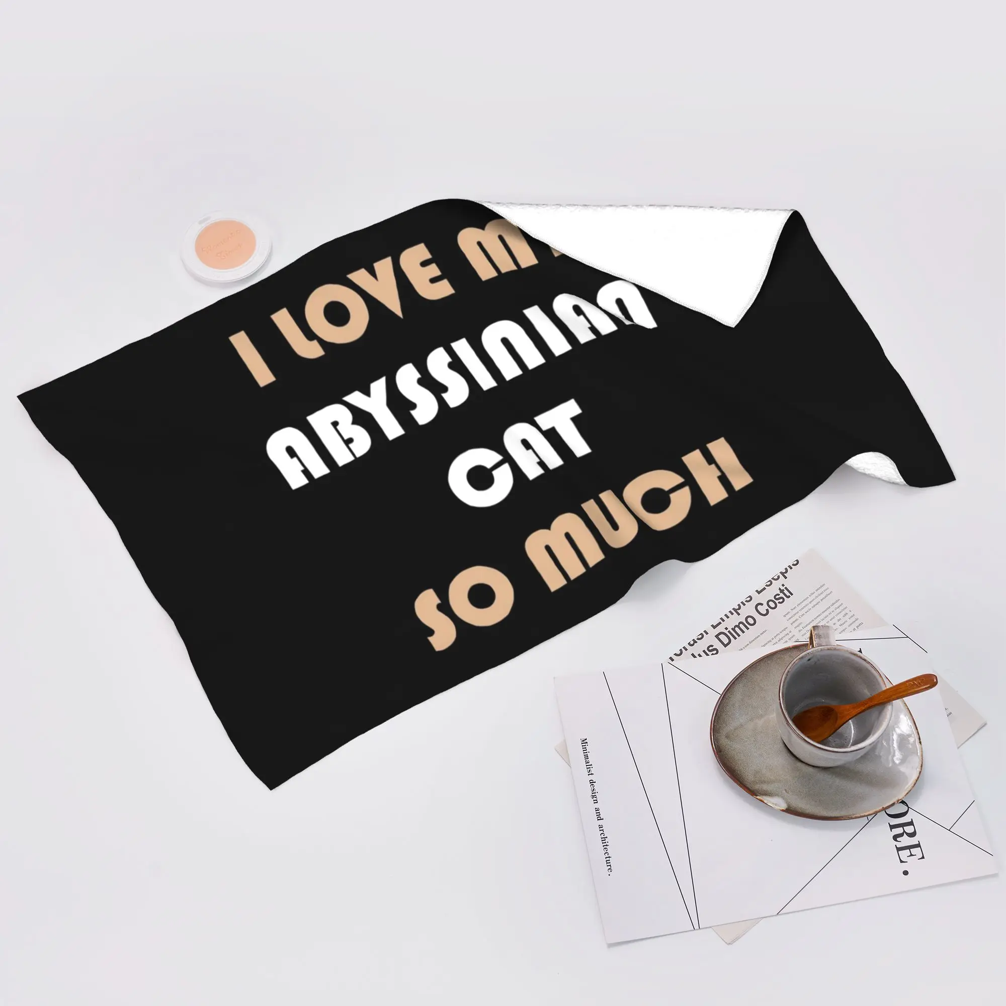 Custom I Love My Abyssinian Cat So Much Soft Face Towel Quick Dry Pool Bath Cotton Towels Absorbent