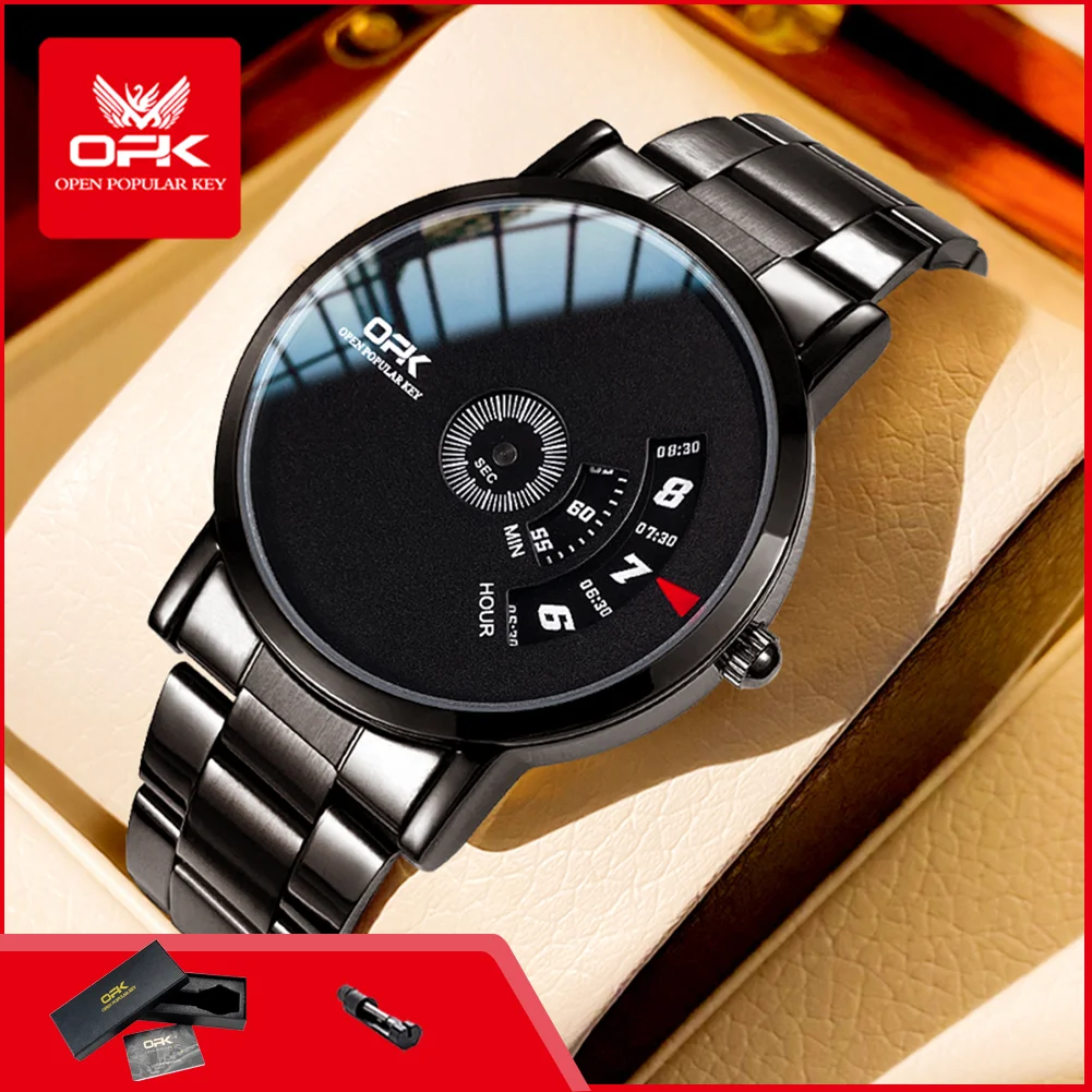 

OPK 8109 Simple Fashion Mens Watches Stainless Steel Waterproof Sports Original Quartz Wristwatch for Man