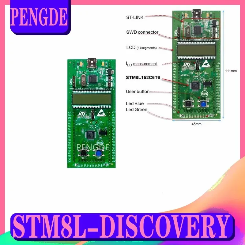 The stock STM8L-DISCOVERY exploration kit features a new STM8L152C6 MCU development board