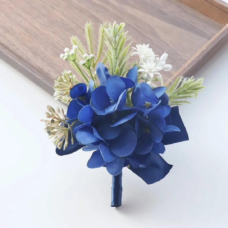 Boutonniere And Wrist Corsage New 2415Wedding Supplies Wedding Floral Artificial Flower Business Celebration Guest Blue