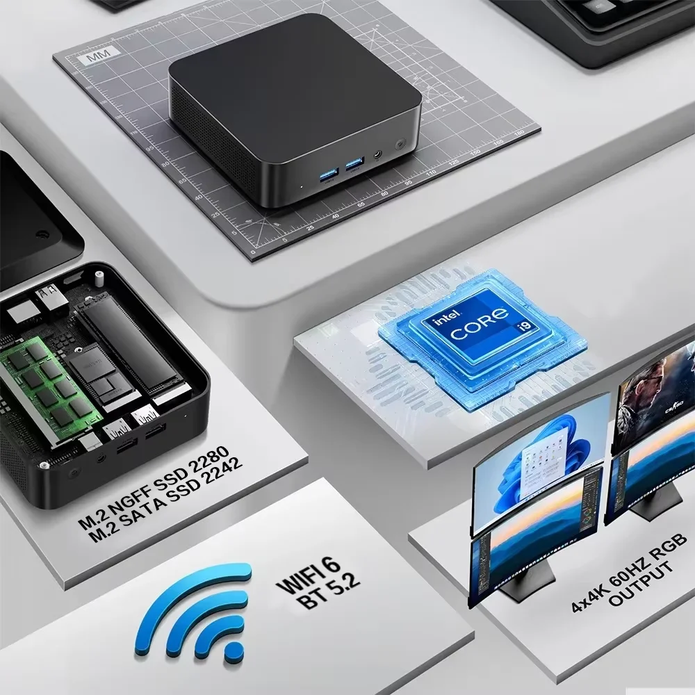 2026 Brand New Windows 11 Mini PC Intel Core I9 10980HK MINI PC 16GB 32GB DDR4 2048GB SSD WIFI 6 BT5.2 Gaming MINI PC