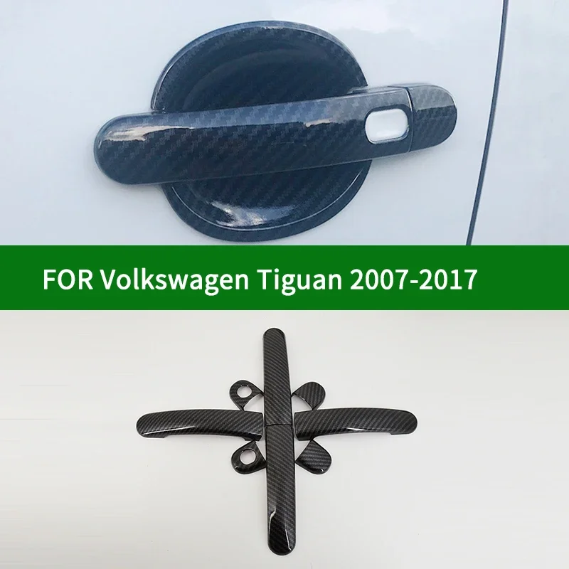 

FOR Volkswagen Tiguan First generation 2007-2017 Accessory glossy carbon fibre pattern door handle BOWL covers trim
