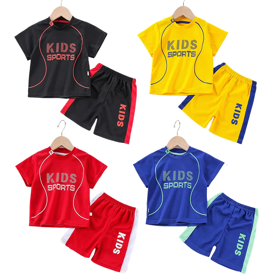 Baby T Shirt Shorts Boy Girl Summer Quick Drying Tops Bottoms Kids 2 Pcs Clothing Set Children Sleepwear Football Sport Clothes