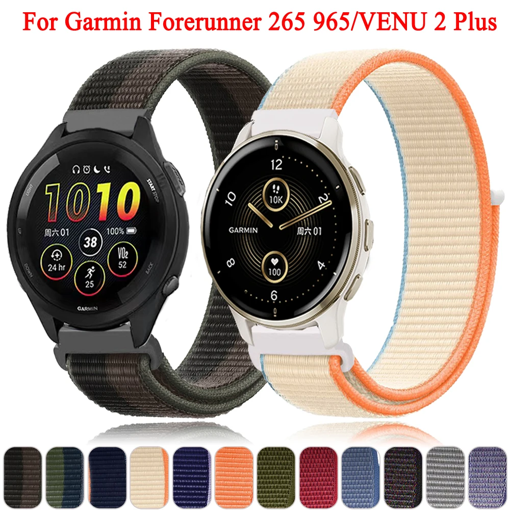 20 22mm Nylon Watchband For Garmin Forerunner 265 255 965 745/Venu SQ 2/VENU2 Plus/Vivoactive 3 4 Watch Strap Bracelets Correa