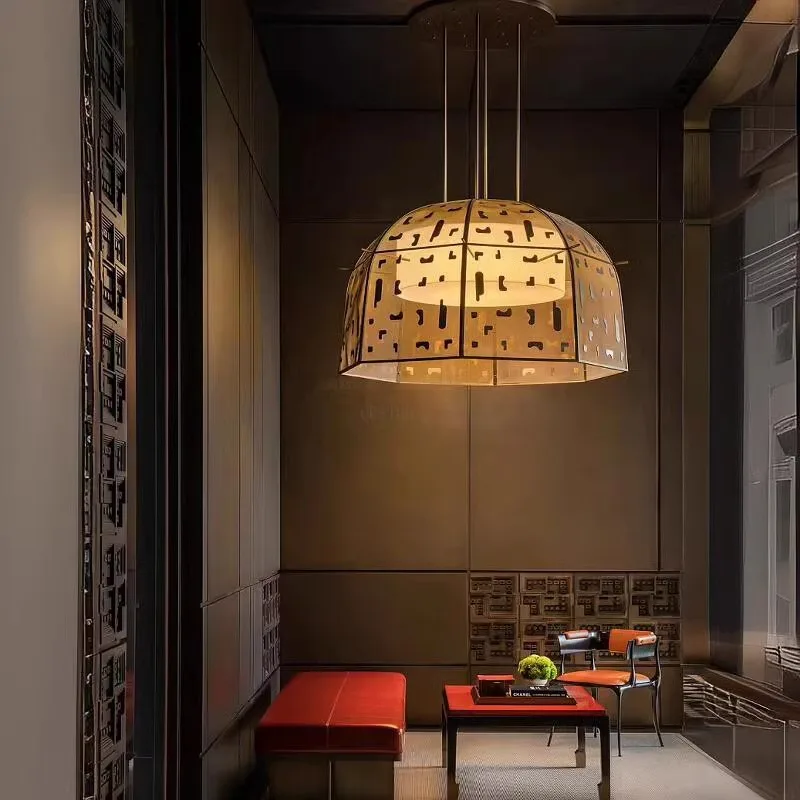 

Classical Oriental Lantern Hotel Lobby Dining Table Chandelier Handmade Embroidery Art Light