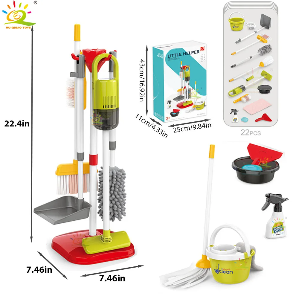 Juego de Herramientas de limpieza, aspiradora eléctrica simulada, escenario de limpieza simulado, juguete interactivo para padres e hijos