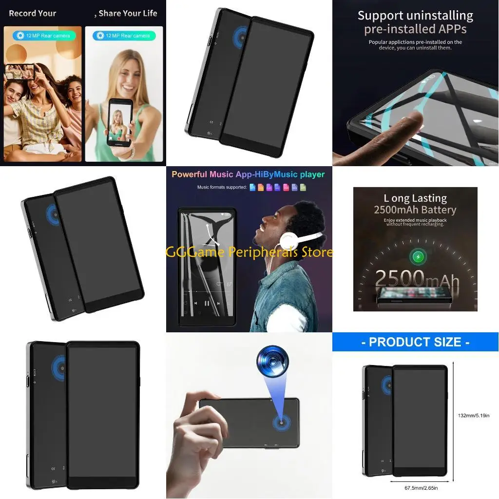 

U55B MP4 Media Device 5Inch Display Bluetooth-compatible 5.0 16MP Camera 4GB + 64GB Storage Long Runtime Battery