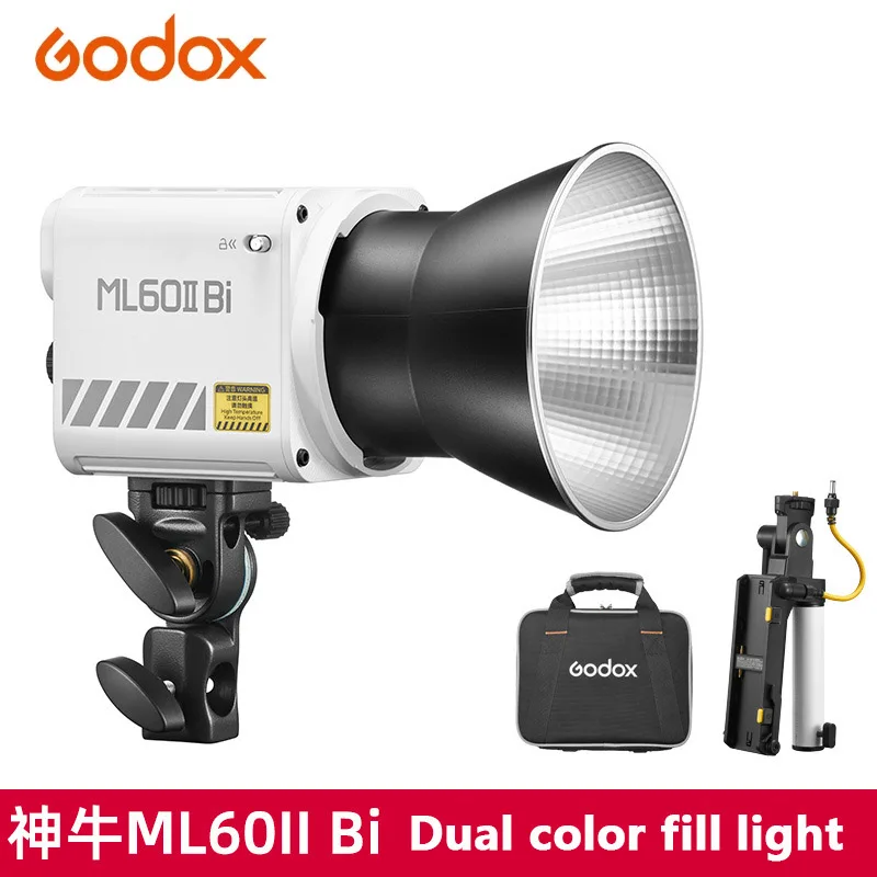 

Godox ML60II BI 2800K -6500K LED Video Light Mode Portable Brightness Adjustment Support Li-ion Outdoor Bi-Color Capture Light