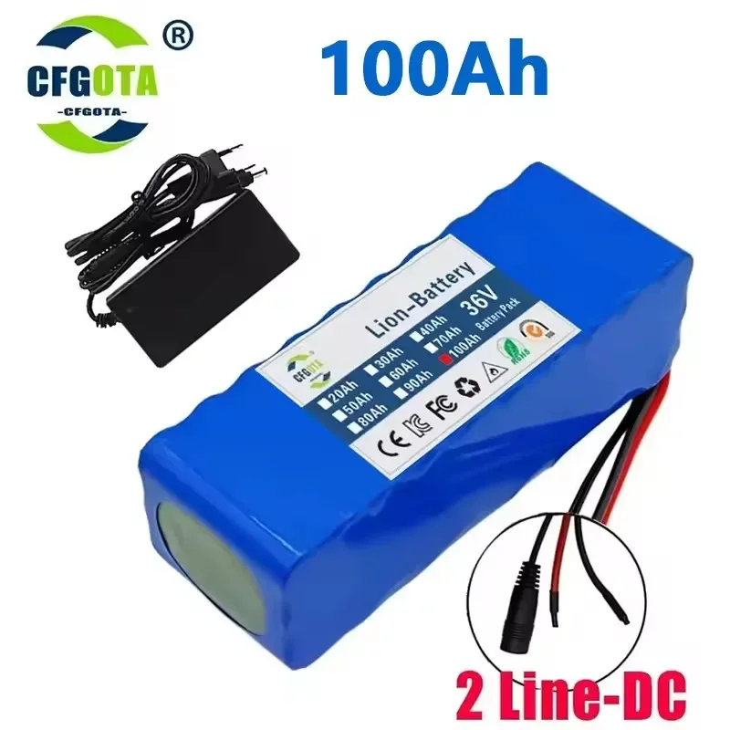 36V 100Ah 18650 battery pack 10S3P 100000mAh built-in 15A BMS, 250W-500W battery+42V 2a charger image 3