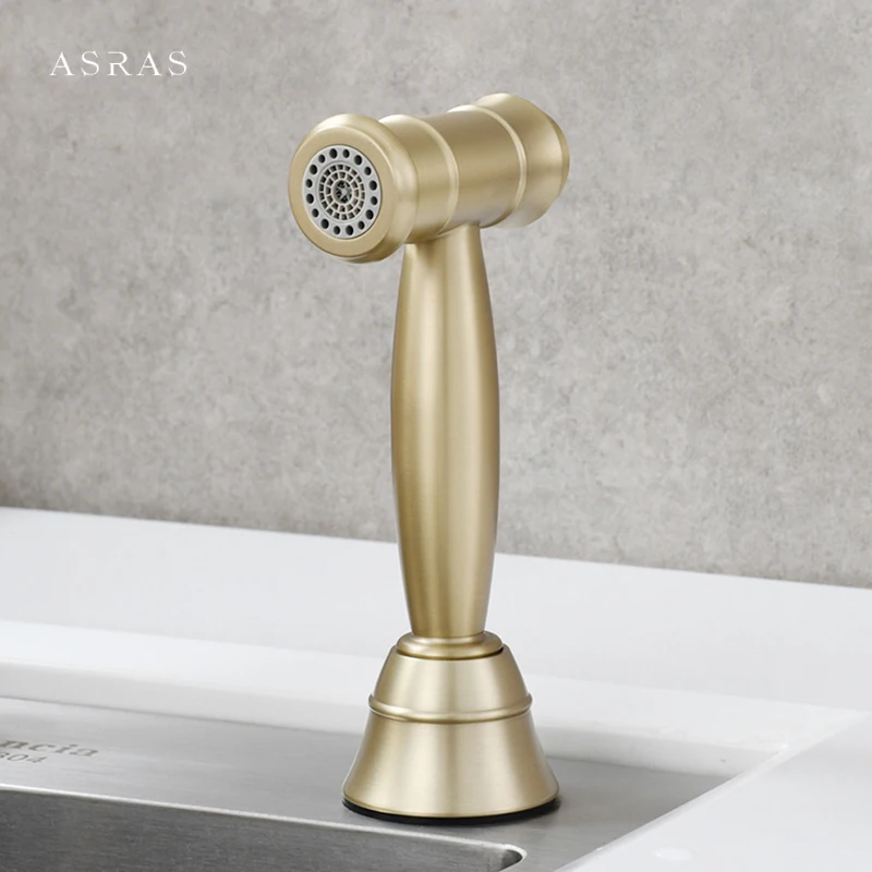 New Brushed Black Brushed Gold Soild Brass Kitchen Sink Shower Spray Gun Washing Vegetables Pull Spray Gun Set