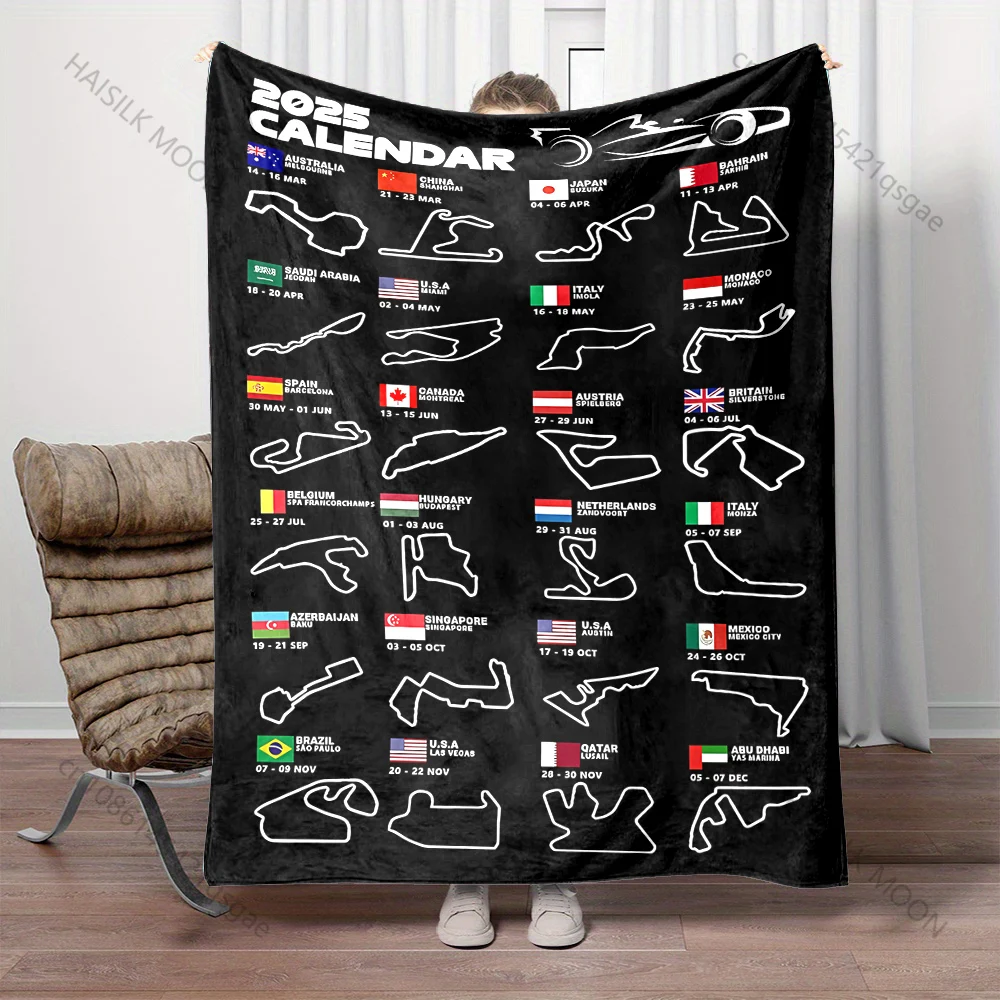 Multi Size Formula Racing Track Print Warm Comfortable Blanket Home Travel Camping Picnic for Adults and Kids Luxury Gifts